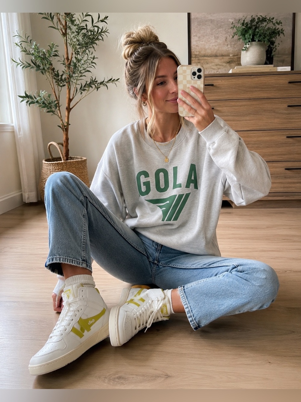 Gola Allcourt High White Lime Leather Sneakers Women’s Size 9